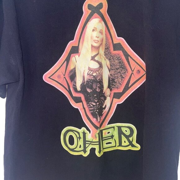 Cher Womens Tee Shirt Size Large Black Live In Concert 2002 Tour Dates Mexico - Picture 3 of 10